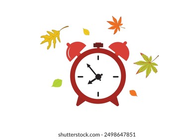 Alarm clock and autumn leaves. Autumn. back to school