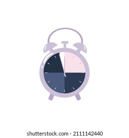 Alarm clock, bell. Distribution, time planning. Mechanical signaling device. Deadline and limitation time.  Loud signal. Concept of getting up in the morning or waking up. vector illustration.