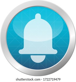 Alarm clock bell icon illustration mobile phone reminder notification light blue circle button isolated vector