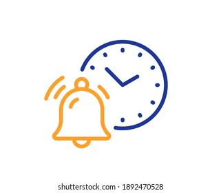 Alarm Clock Bell Line Icon. Time Reminder Sign. Notification Clock Symbol. Quality Design Element. Line Style Alarm Clock Icon. Editable Stroke. Vector