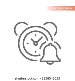 Alarm clock with bell reminder vector icon. Notification, deadline and time outline.