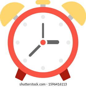 Alarm clock with bells and a mechanical bell vector flat icon isolated on white
