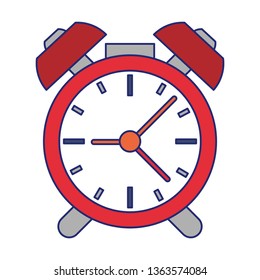 Alarm clock with bells symbol blue lines