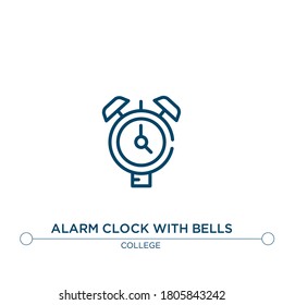 reloj de alarma con el icono de la línea vector de campanas. Ilustración de elemento simple. reloj de alarma con icono de contorno de campanas del concepto de universidad. Se puede usar para web y móvil
