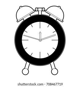 alarm clock black color section silhouette on white background vector illustration