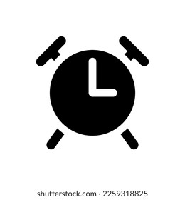 Alarm clock black glyph ui icon. Wake up in morning routine. Boosting alertness. User interface design. Silhouette symbol on white space. Solid pictogram for web, mobile. Isolated vector illustration
