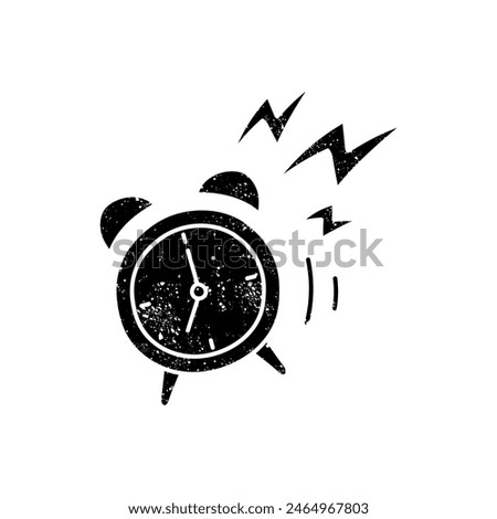 Alarm clock black hand drawn icon in grunge look