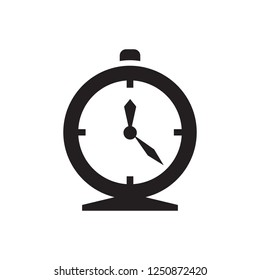 Alarm clock - black icon on white background vector illustration. Time sign. Abstract symbol for application, website. Graphic design element. 