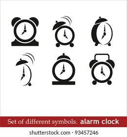 alarm clock black icons, vector