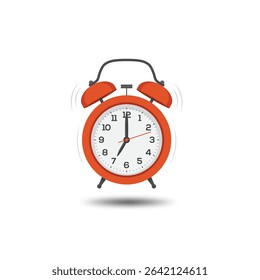 Alarm clock with black shadow effect, representing punctuality, alerts, and wake-up time in a bold style.
