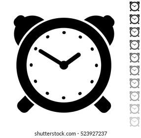 Alarm clock - black vector icon and ten icons in  shades of grey