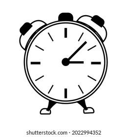 Icono del vector blanco y negro del reloj de alarma