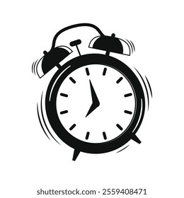 alarm clock black white vector design