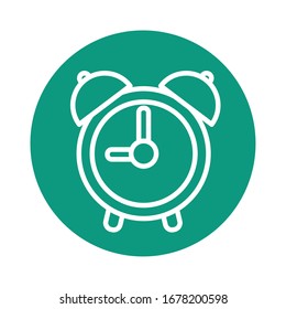 alarm clock block style icon vector illustration design
