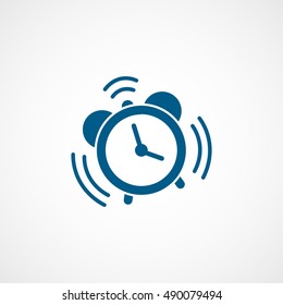 Alarm Clock Blue Flat Icon On White Background