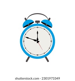 El despertador es azul sobre un fondo blanco. Imagen vectorial.