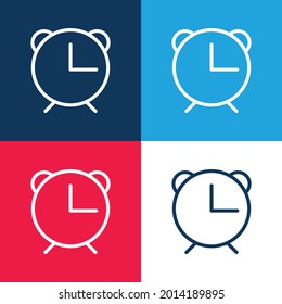 Alarm Clock blue and red four color minimal icon set