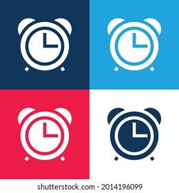 Alarma Reloj azul y rojo cuatro colores conjunto de iconos mínimo