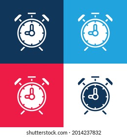 Alarma Reloj azul y rojo cuatro colores conjunto de iconos mínimo