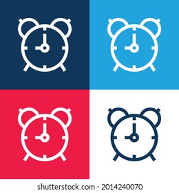 Alarma Reloj azul y rojo cuatro colores conjunto de iconos mínimo