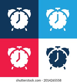 Alarm Uhrenblau und Rot - Minimaler Icon-Satz für vier Farben