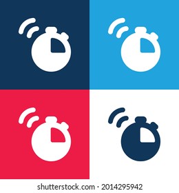Alarm Uhrenblau und Rot - Minimaler Icon-Satz für vier Farben