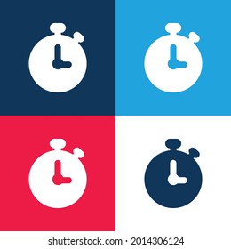 Alarm Uhrenblau und Rot - Minimaler Icon-Satz für vier Farben