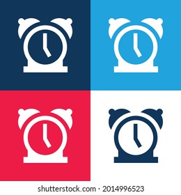 Alarma Reloj azul y rojo cuatro colores conjunto de iconos mínimo