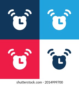 Alarm Clock blue and red four color minimal icon set