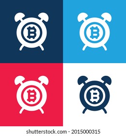 Alarma Reloj azul y rojo cuatro colores conjunto de iconos mínimo