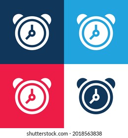 Alarm Clock blue and red four color minimal icon set