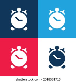 Alarma Reloj azul y rojo cuatro colores conjunto de iconos mínimo