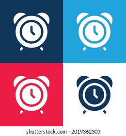 Alarm Uhrenblau und Rot - Minimaler Icon-Satz für vier Farben