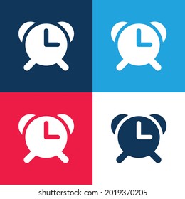 Alarma Reloj azul y rojo cuatro colores conjunto de iconos mínimo