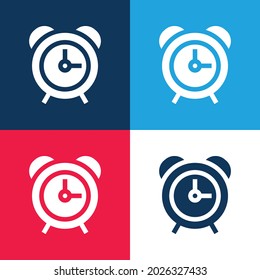 Alarma Reloj azul y rojo cuatro colores conjunto de iconos mínimo