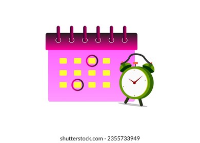 alarm clock and calendar, Calendar with clock. reminder and schedule. Concept of remember