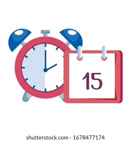 alarm clock with calendar reminder vector illustration design