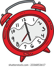 Ilustración de la imagen de una pieza de dibujo coloreada de reloj de alarma