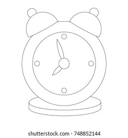 Alarm Clock cartoon, the colorless outlined illustration with thin line black stroke