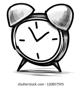Alarm clock cartoon sketch vector illustration