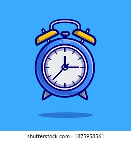 Alarm Clock Cartoon Vector Icon Illustration. Clock Object Icon Concept Isolated Premium Vector. Flat Cartoon Style