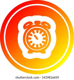 alarm clock circular icon with warm gradient finish