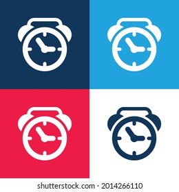 Alarm Clock Of Circular Shape blue and red four color minimal icon set