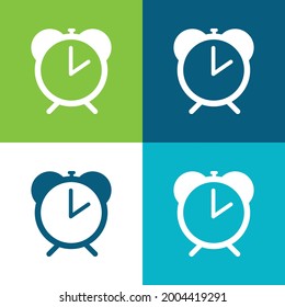 Reloj de alarma de forma circular con diseño antiguo Plano de cuatro colores conjunto de iconos mínimo