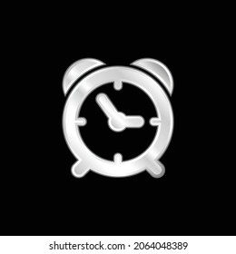 Alarm Clock Of Circular Shape silver plated metallic icon