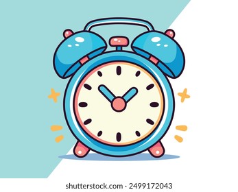 Alarm Clock clip art Vector, Alarm clock vector flat illustration, Back to school Alarm clock vector, Colorful stopwatch Design, standing and ringing. Retro style cartoon clock illustration, 