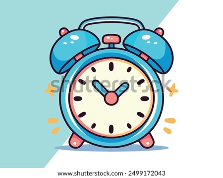 Alarm Clock clip art Vector, Alarm clock vector flat illustration, Back to school Alarm clock vector, Colorful stopwatch Design, standing and ringing. Retro style cartoon clock illustration, 