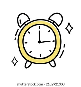 Alarm clock clipart doodle. Vector illustration in line 
