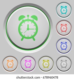 Alarm clock color icons on sunk push buttons