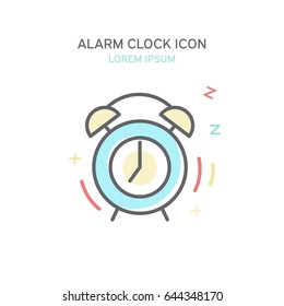Alarm clock color line style icon. Isolated vector illustration.